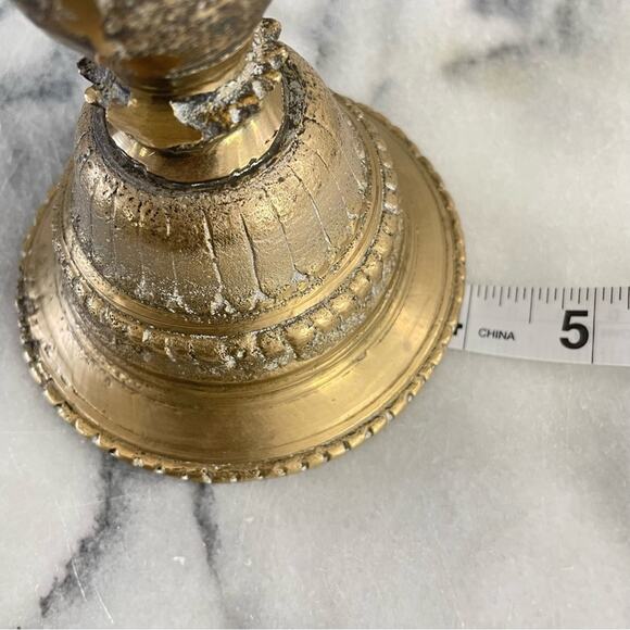 Vintage Brass Candlestick Candle Holder Bowl Lamp Incense Gold Solid MCM Design - Picture 7 of 9